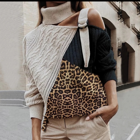 boutiquebtbay Sweaters - Leopard Cove Patchwork Sweater